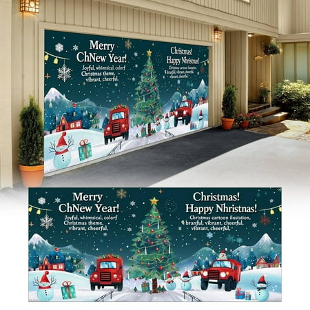 

Christmas Banner Garage Door Decorations Christmas Decoration Winter Large Door Cover Decoration Indoor Outdoor For Christmas Holiday Party Supplies