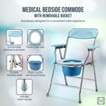 thumbnail image 2 of Folding Medical Bedside Commode with Removable Bucket - Portable Camping Toilet Chair with Armrests and Backrest - Stainless Steel, 2 of 7