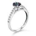 thumbnail image 3 of Gem Stone King 10K White Gold Green Mystic Topaz and White Lab Grown Diamond Soitaire Engagement Ring for Women (1.18 Cttw, Oval 7X5MM, Gemstone Birthstone, Available in Size 5, 6, 7, 8, 9), 3 of 4
