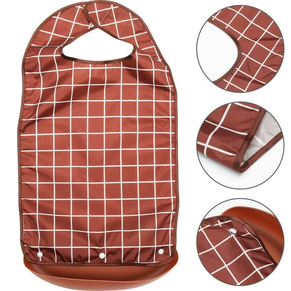 LOLIPPYY Adult Eating Bib Rectangular Coffee Tpu Waterproof 1Pack