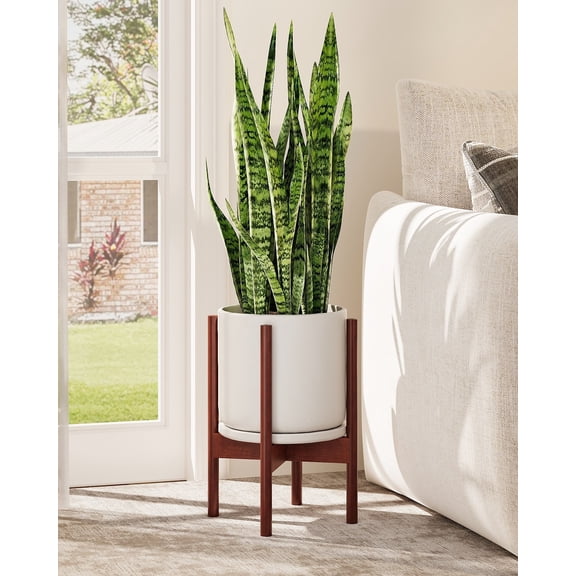 Bamworld Adjustable Bamboo Plant Stand Indoor,Plant Shelves Fits 8 9 10 11 12 Inches,Small Corner Planter Holder for Indoor Plants,Flower Stand for Home Garden Indoor Outdoor Decoration,Red-brown