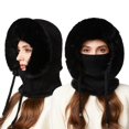 thumbnail image 2 of 3 In 1 Beanie Hat With Scarf And Mask Warm Scrub Caps Women Womens Scarves Fitness Face Masks Black, 2 of 9