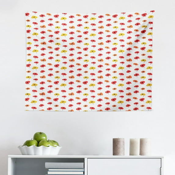 Geometric Tapestry, Minimalist Design Repeating Tiny Triangles Simple Geometric Illustration, Fabric Wall Hanging Decor for Bedroom Living Room Dorm, 2 Sizes, Black and White, by Ambesonne
