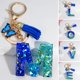 thumbnail image 4 of LLavero de lentejuelas con 26 iniciales de la A la Z para hombre y mujer, accesorio de mano con borla de mariposa, Color Azul Marino, 4 of 4