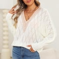 thumbnail image 5 of AherBiu Oversized Sweaters for Women Hollow out Batwing Long Sleeve V Neck Fall Casual Loose Knitted Pullover Tops, 5 of 7