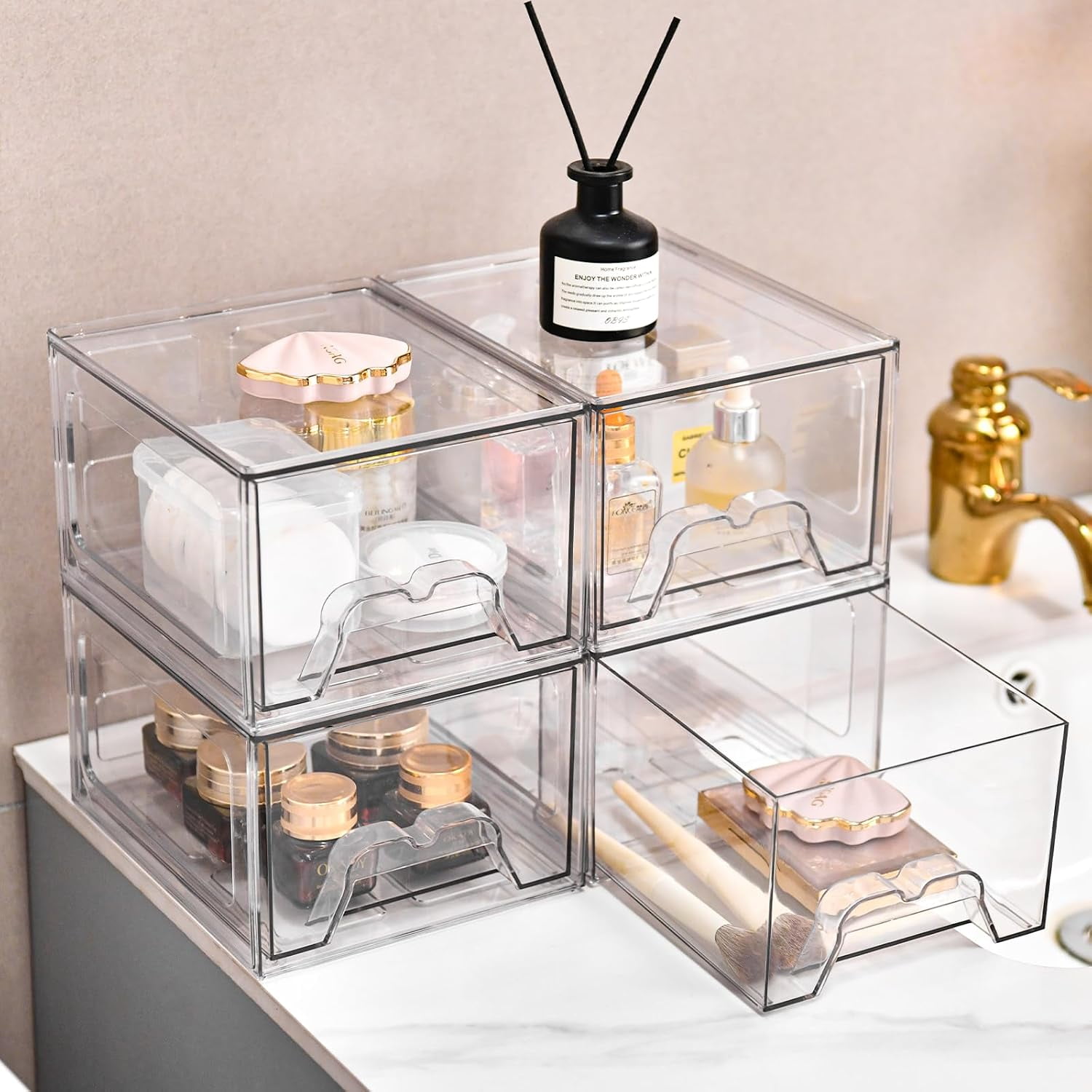 Clear Stacking Plastic Drawers - 6-Drawer Acrylic Organizer For Makeup, Crafts, Office, Bathroom - View #8
