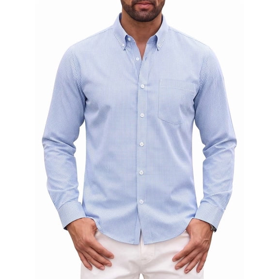 sogami Men's Plaid Shirt Casual Long Sleeve Button Down Shirt Regular Fit