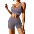 thumbnail image 3 of KISSMODA Women 2 Piece Outfits Workout Set Seamless Sport Butt Lifting Shorts Gym Yoga Booty Short Crop Tank Top Tracksuit, 3 of 7