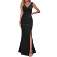 thumbnail image 1 of Vestido WOOSEA para mujer, sin mangas, cuello en V, dividido, negro, 1 of 2