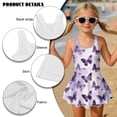 thumbnail image 6 of Xixirimido Purple Butterflies Print Girls Swimsuit Sleeveless One Piece Skirted Swimwear Modest Hawaiian Bathing Suit for Beach Water Park Kids Swim Dress, 5-6 Years, 6 of 7