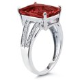 thumbnail image 2 of SZUL Women's 7 Carat Emerald  Cut Garnet and Diamond Ring 10k White Gold, 2 of 3