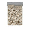 thumbnail image 2 of Garden Bedding Set with Sheet & Covers, Doodle Style Flourishing Corsage Bouquet Pattern Romantic Vintage Curly, Printed Bedroom Decor 2 Shams, 4 Sizes, Brown Tan Pale Yellow, by Ambesonne, 2 of 3
