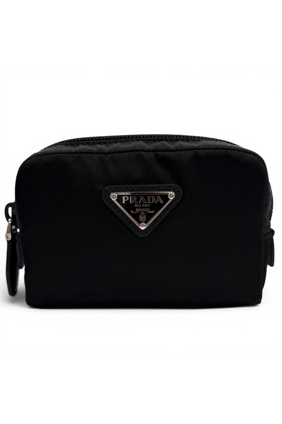 Pre-Owned PRADA 1ND339 Micro Re-Nylon Pouch Small Triangle Logo Makeup Black Made in Italy...