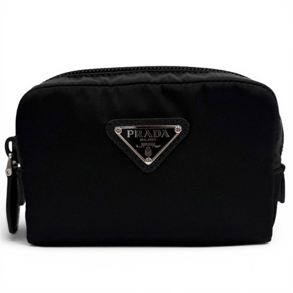 Pre-Owned PRADA 1ND339 Micro Re-Nylon Pouch Small Triangle Logo Makeup Black Made in Italy...
