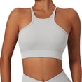 thumbnail image 1 of Sujetador deportivo de secado rápido con cuello halter ahueca hacia fuera cómodo suave sujetador de entrenamiento de alto impacto para mujer gris 14 XL, 1 of 8