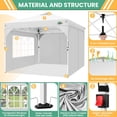 thumbnail image 4 of COBIZI 10x10 Pop up Canopy, Canopy Tent 10x10 with 3 Sidewalls, 1 Person Easy Set up，Tents for Parties, Outdoor Canopy with Fluorescent Strip & 4 Sandbags, Waterproof, 3 Adjustable Height（White）, 4 of 7