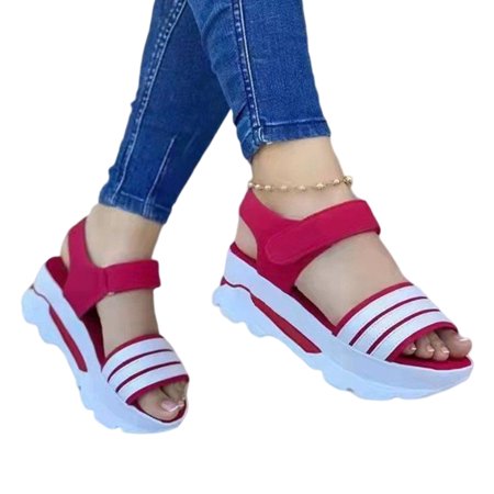 

Platform Sandals for Women Anti-Slip Chunky Walking Shoes with Ultra-Thick Sole Women s Footwear 36-43 37 Red