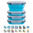 thumbnail image 1 of Recipientes de almacenamiento de alimentos Annaklin, plegables, 350 ml, paquete de 4 unidades, azules, 1 of 8