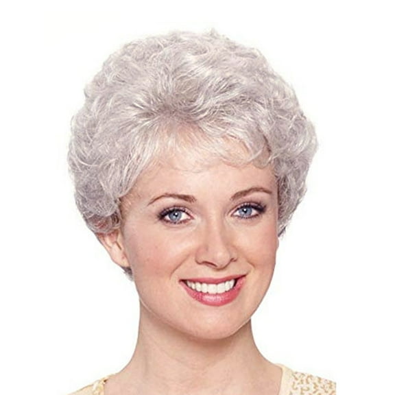 Bradem Women's Silver Short Synthetic Wig - Fashionable Hairpiece