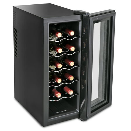 Zeny 12 Bottle Thermoelectric Wine Cooler Refrigerator | Red, White, Champagne Chiller | Counter Top Wine Cellar | Quiet Operation Fridge | Touch Temperature (Best Temperature For Red Wine Fridge)