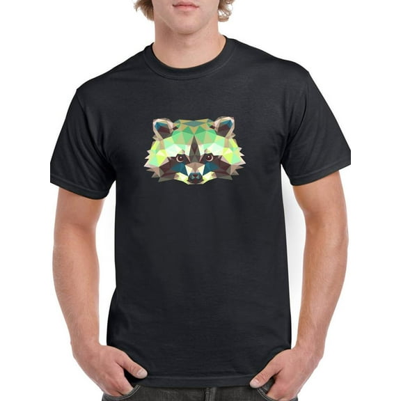 Polygonal Raccoon T-Shirt Men -Image by Shutterstock, Male Large