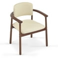 thumbnail image 4 of JERFIT 2-Pack Dining Chairs with PU Cushion, Rubber Wood Frame, Upholstered Side Chairs for Kitchen, Dining Room, Home Office, Beige and Dark Walnut, 4 of 9