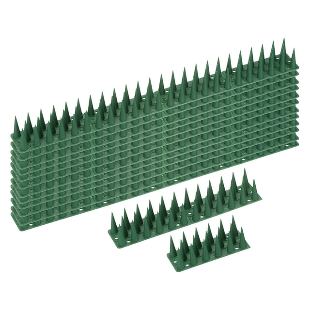 Aves Púas 18 Pulgadas Plástico Mantiene Pájaro Lejos Anti Gato Paloma Disuasorias Púas para Exterior Jardín Balcón (Verde, Paquete de 12)