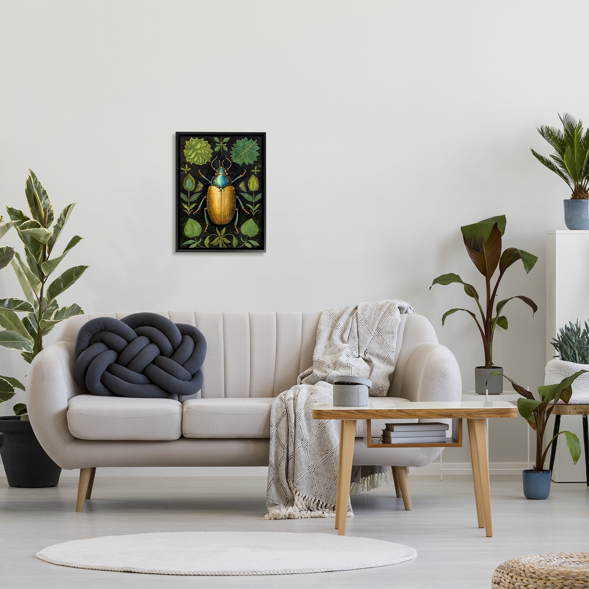 Stupell Industries Botanical Beetle Study Animals & Insects Painting Black Framed Art Print Wall Art, 16 x 20