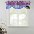 thumbnail image 2 of Tie Up Valances for Windows, Spring Flowers Adjustable Valance Curtains Window Treatment for Living Room, Purple Vine Lake Boat Grass Vintage Oil Painting Rod Pocket Kitchen Curtains 42x12 Inch, 2 of 9