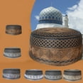 thumbnail image 1 of YAOBAMM Retro Hat Prayer Hat Embroidery Pattern Exquisite Workmanship Flat Top Men Nation Bowler Traditional Hat, 1 of 7