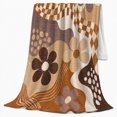 thumbnail image 2 of Retro Halloween Fall Floral Amoeba Shapes Checkerboard Pumpkin, Festive Pet Portrait Pattern, Warm Flannel Blanket for Living Room and Bedroom, Cat Lovers Halloween Gift, Pet Lover Home Decor, 2 of 9