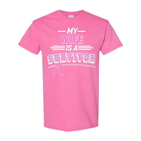 Inktastic My Wife is a Survivor Breast Cancer Awareness T-Shirt