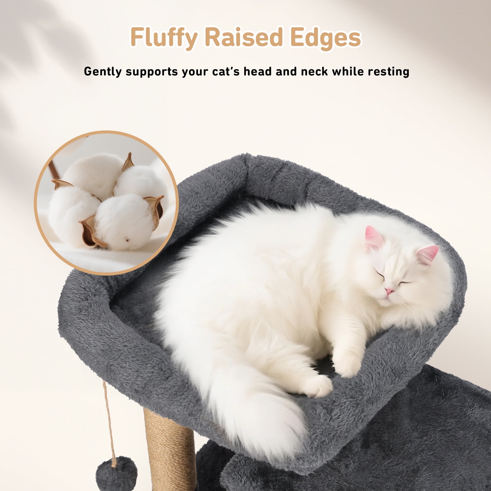ZephyPaws 32" Cat Tree Tower for Kittens,Multi-Level Cat Scratching Posts with Condos,Padded Perch,Hanging Toys,Dark Grey