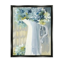 Stupell Industries Abstract Hydrangeas in Jug Botanical & Floral Painting Black Floater Framed Canvas Art Print Wall Art, 17 x 21