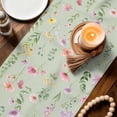 thumbnail image 3 of Pink Spring Floral Table Runner - 60 Inch Long Farmhouse Flowers Sage Green Leaves Cotton and Linen Blended Dress Scarves Farmhouse Table Runner for Kitchen Dining, Coffee Table, 13" x 60", 3 of 8
