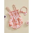 thumbnail image 3 of Suealasg 2Pcs Newborn Baby Girl Clothes Sleeveless Floral Print Romper Bodysuit +Headband 3 6 12 18 Months Infant Summer Cute Outfit, 3 of 9