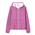 thumbnail image 4 of VERUGU Womens Jackets Casual Fall Winter Fashion Zipper Stripe Coat Long Sleeve Drawstring Hooded Sweatshirt Outwear Pink 3XL, 4 of 5