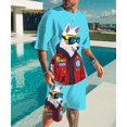 thumbnail image 3 of Nuevo conjunto de pantalones cortos deportivos informales con estampado digital 3D de la serie Animal Lion Eagle Wolf para hombre, 3 of 5