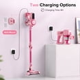 thumbnail image 6 of KISSAIR 300W Cordless Vacuum Cleaner, Brushless motor Lightweight Self-standing Led Display Screen Vacuum Cleaners for Home, 45 Min RuntimeCarpet Pet Hair, Pink, 6 of 12