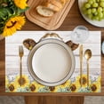 thumbnail image 4 of Farmhouse Cow Placemats Set of 6, Vintage Country Sunflower Gray Wood Placemats for Dining Table, Place Mats for Kitchen Tabletop, Waterproof Wipeable Dining Table Mats Set, 4 of 9