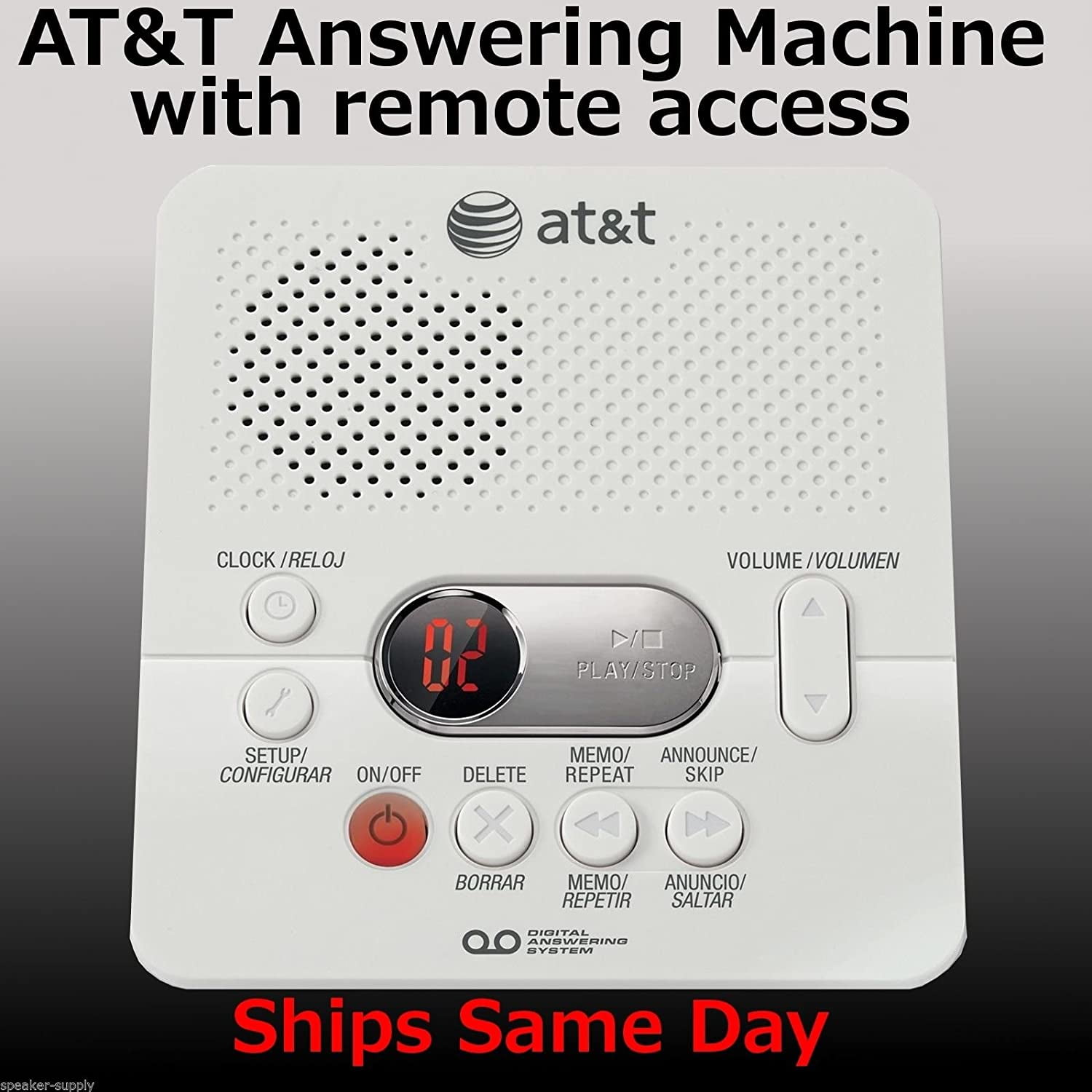 AT&T 1740 Digital Answering Machine System 60 Minutes Recording Time/Date Stamp 