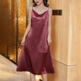 thumbnail image 2 of EINCcm Women's Spaghetti Strap Midi Satin Silk Dresses Cowl Neck Party Cocktail Evening Sexy Dress, 2 of 6