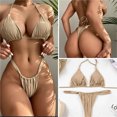 thumbnail image 2 of Leadingstar Women Halter Bikini Set Sexy Solid Color Split Bikini Triangle Swimwear Beach Bathing Suit, 2 of 7