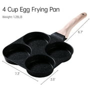 Carote 4-Cup Nonstick Egg and Burger Pan, Breakfast Skillet with Divided Sections, Induction Compatible (Black)