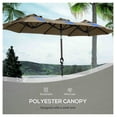 thumbnail image 2 of Double-sided Patio Umbrella 9.5' Large Outdoor Umbrella with Push Button Tilt and Crank, 3 and 12 Ribs, for Garden, Deck, Pool, Gray Light Brown + Polyester, 2 of 8