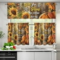 thumbnail image 3 of Sunflowers Pumpkin Kitchen Curtains Tiers and Valances Set, Rod Pocket Valance Short Window Treatment Decor Curtains, 3 Pieces Set Valance Curtains for Kitchen Windows, 3 of 5