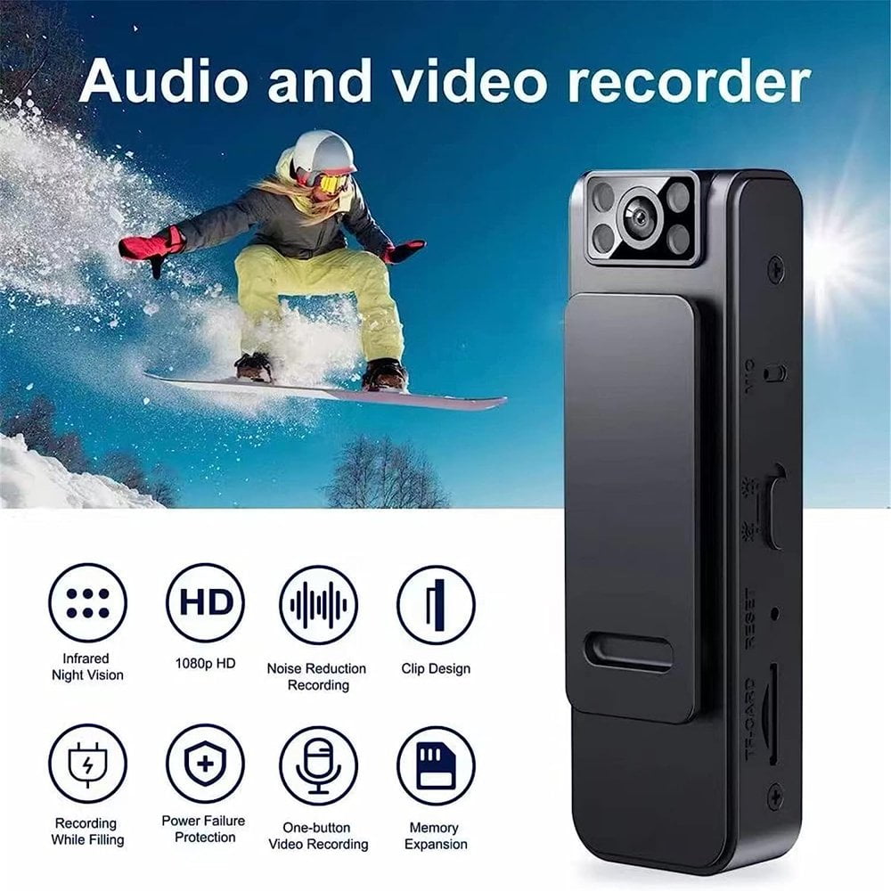 Lindbes New HD 1080P Noise Reduction Camera - 180° Rotatable Lens  HD 1080P Body Worn Camera  Convenient Back Clip Night Vision Recorder  8 Hours Video Recording (WiFi Version)