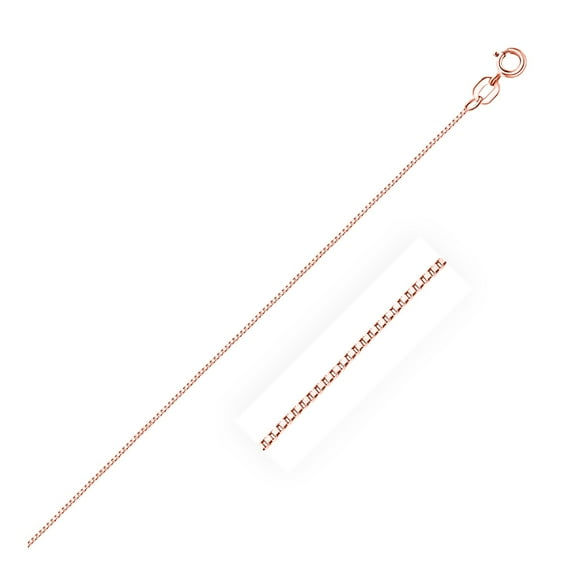 14k Rose Gold Classic Box Chain 0.6mmSpring Ring Clasp 18 in