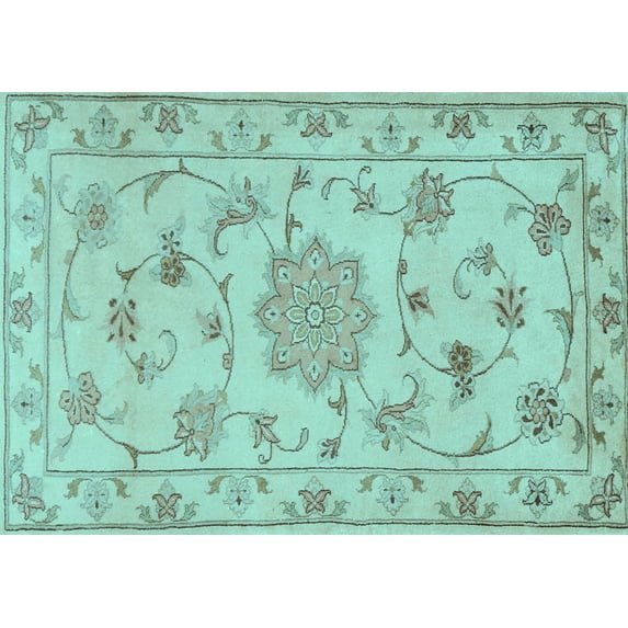 Ahgly Company Indoor Rectangle Persian Light Blue Traditional Area Rugs, 2' x 4'