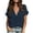 *Navy, variant on ClodeEU Women's V Neck Ruffle Short Sleeve Linen Blend Blouse,Casual Loose Solid Summer Top Black,Women's Plus L